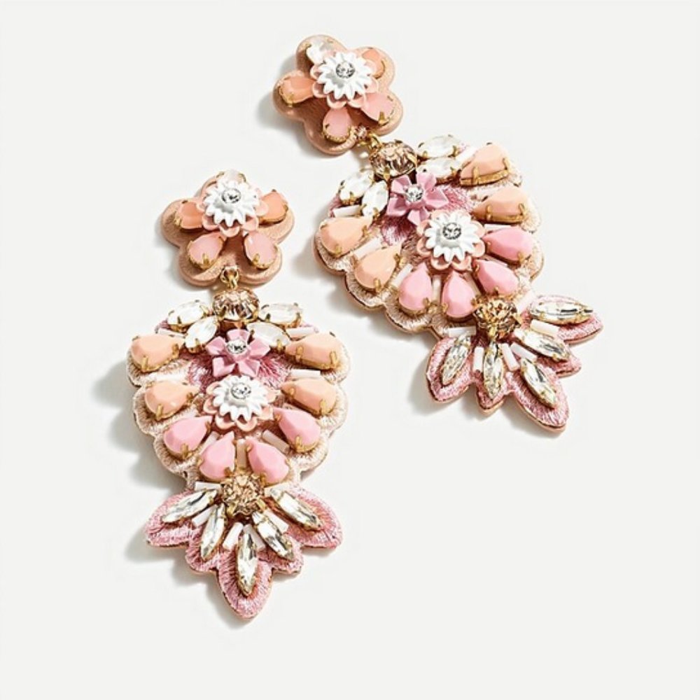 NWT J. Crew Embroidered leather-backed earrings - Picture 2 of 9